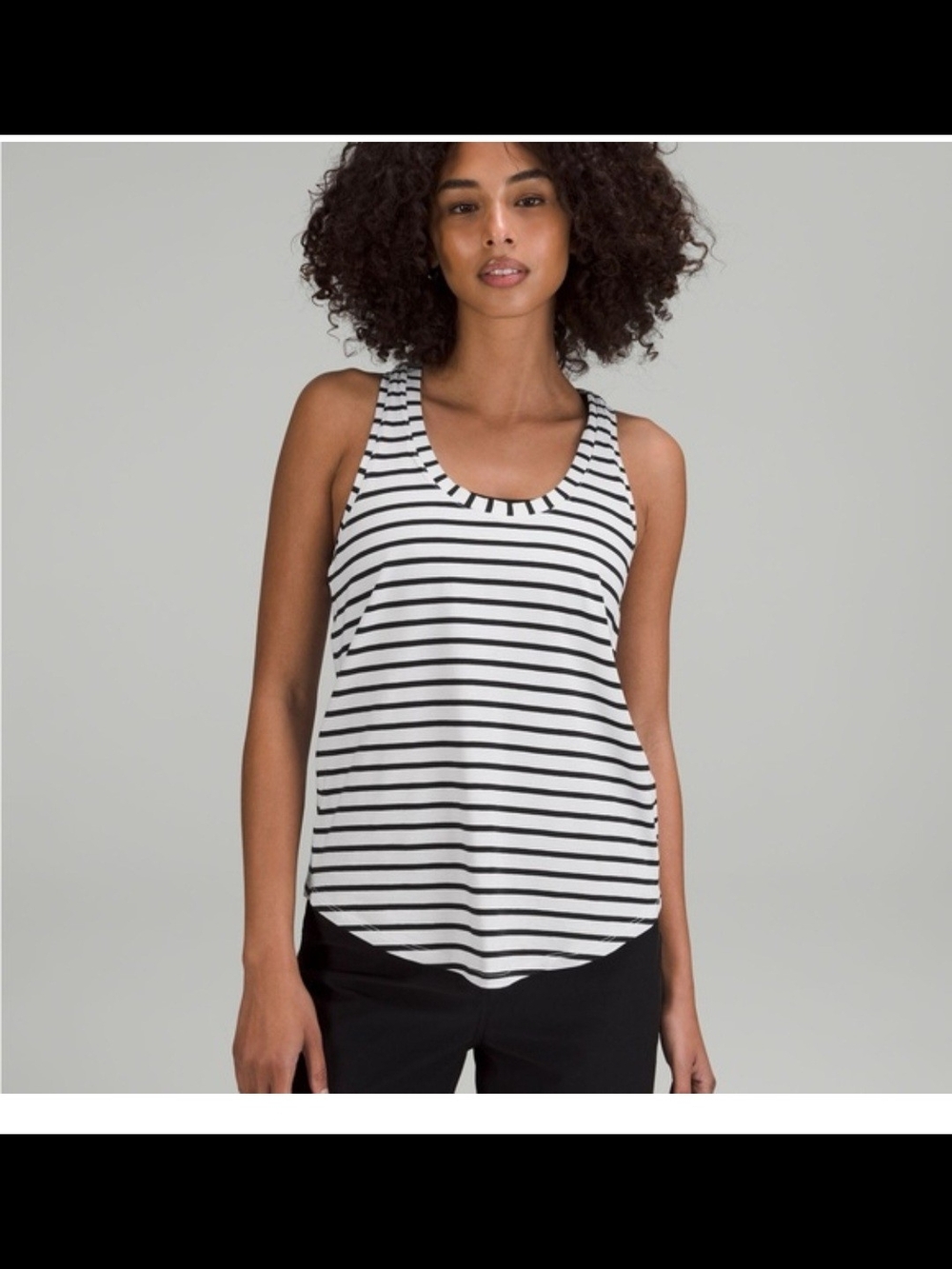 lululemon athletica Striped Scoop Tank - White & Black